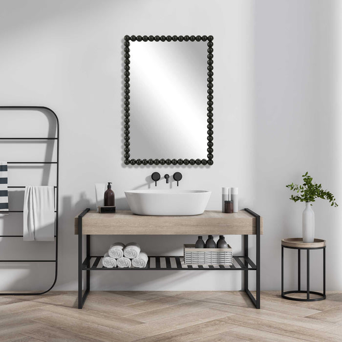 Serna Mirror Satin Black-Mirrors/Pictures-Uttermost-Lighting Design Store
