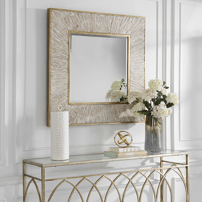 Wharton Mirror Aged Whitewash-Mirrors/Pictures-Uttermost-Lighting Design Store