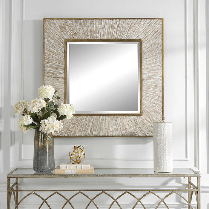 Wharton Mirror Aged Whitewash-Mirrors/Pictures-Uttermost-Lighting Design Store