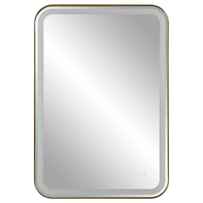 Crofton Vanity Mirror Brushed Brass Plated Stainless Steel-Mirrors/Pictures-Uttermost-Lighting Design Store