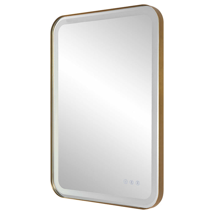 Crofton Vanity Mirror Brushed Brass Plated Stainless Steel-Mirrors/Pictures-Uttermost-Lighting Design Store