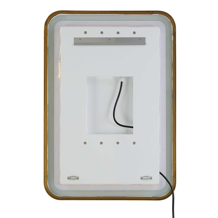 Crofton Vanity Mirror Brushed Brass Plated Stainless Steel-Mirrors/Pictures-Uttermost-Lighting Design Store