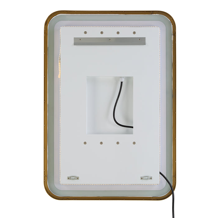 Crofton Vanity Mirror Brushed Brass Plated Stainless Steel-Mirrors/Pictures-Uttermost-Lighting Design Store