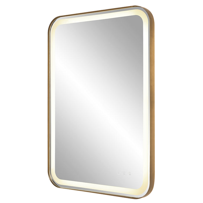 Crofton Vanity Mirror Brushed Brass Plated Stainless Steel-Mirrors/Pictures-Uttermost-Lighting Design Store