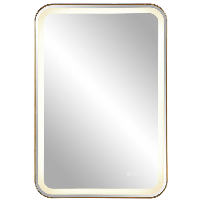 Crofton Vanity Mirror Brushed Brass Plated Stainless Steel-Mirrors/Pictures-Uttermost-Lighting Design Store