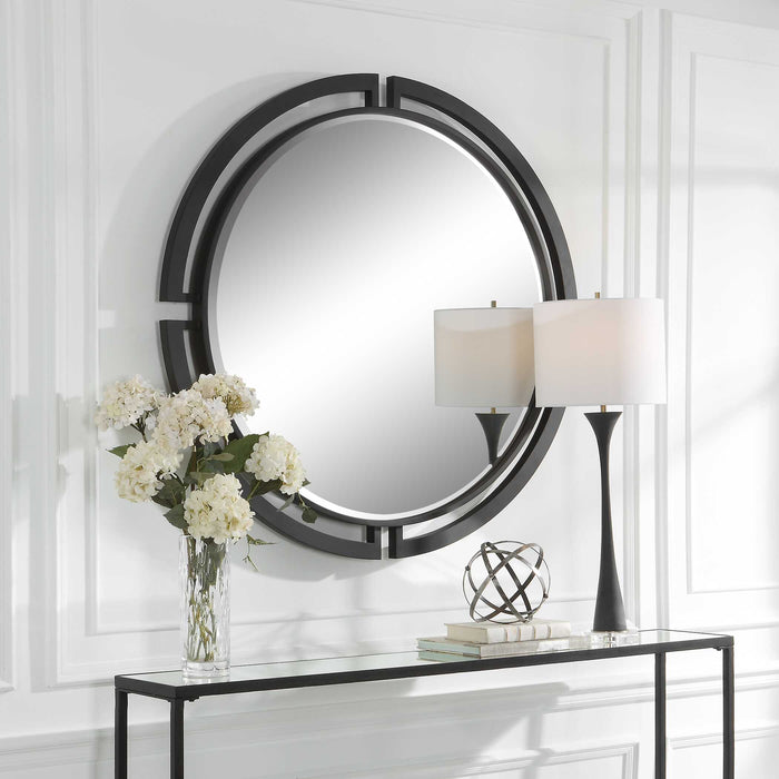 Quadrant Mirror Satin Black-Mirrors/Pictures-Uttermost-Lighting Design Store