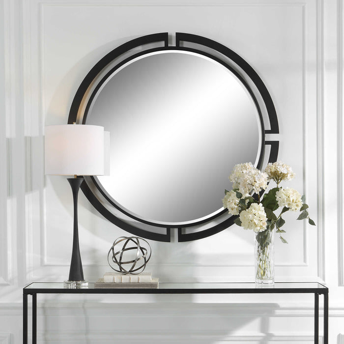 Quadrant Mirror Satin Black-Mirrors/Pictures-Uttermost-Lighting Design Store