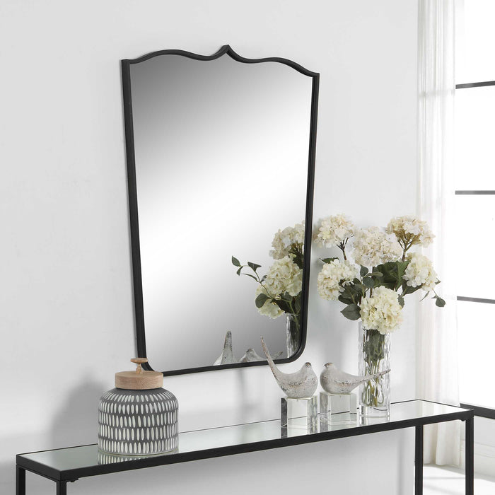 Tiara Mirror Satin Black-Mirrors/Pictures-Uttermost-Lighting Design Store