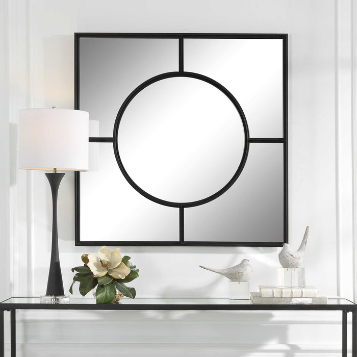 Spurgeon Mirror Satin Black-Mirrors/Pictures-Uttermost-Lighting Design Store