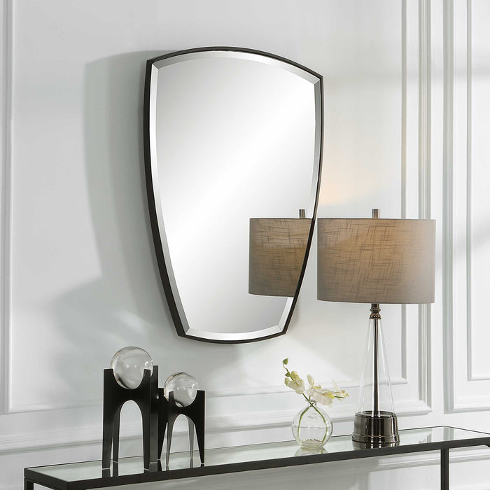 Crest Mirror Satin Black-Mirrors/Pictures-Uttermost-Lighting Design Store