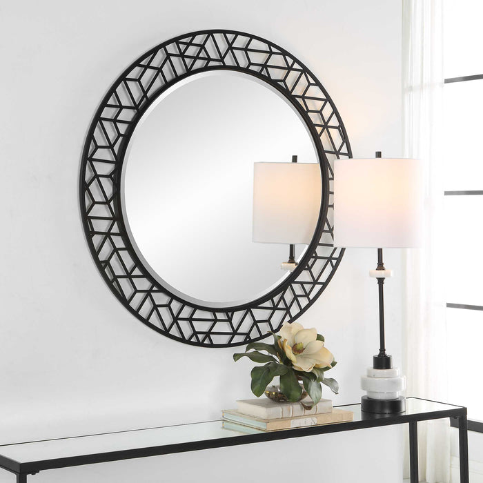 Mosaic Mirror Satin Black-Mirrors/Pictures-Uttermost-Lighting Design Store