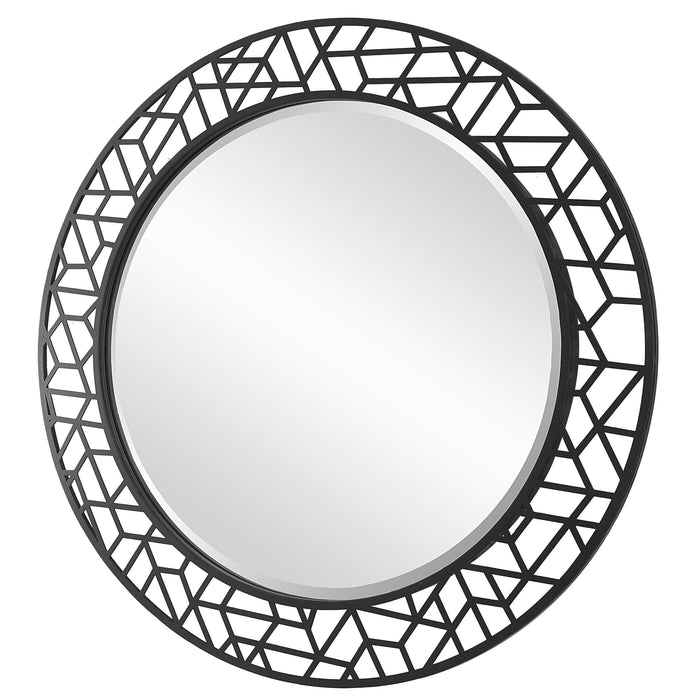 Mosaic Mirror Satin Black-Mirrors/Pictures-Uttermost-Lighting Design Store
