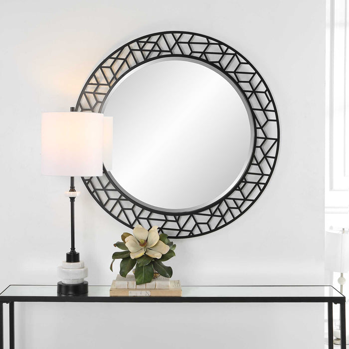 Mosaic Mirror Satin Black-Mirrors/Pictures-Uttermost-Lighting Design Store