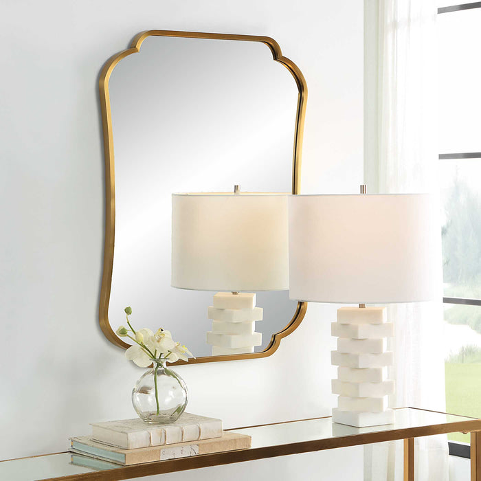 Athena Mirror Brushed Brass-Mirrors/Pictures-Uttermost-Lighting Design Store