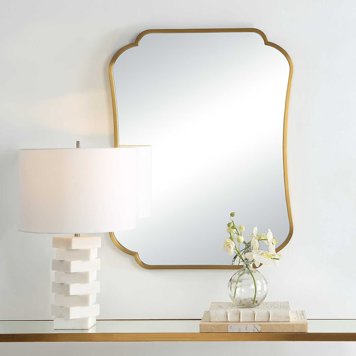 Athena Mirror Brushed Brass-Mirrors/Pictures-Uttermost-Lighting Design Store