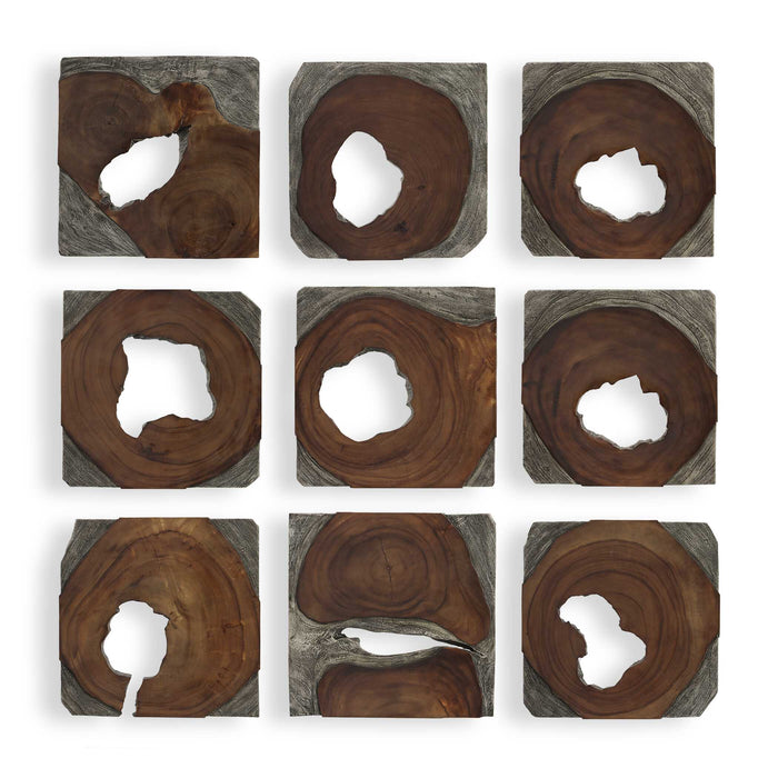 Jungle Wall Art, Set/9 Dark Coffee Brown And Rustic Black-Mirrors/Pictures-Uttermost-Lighting Design Store