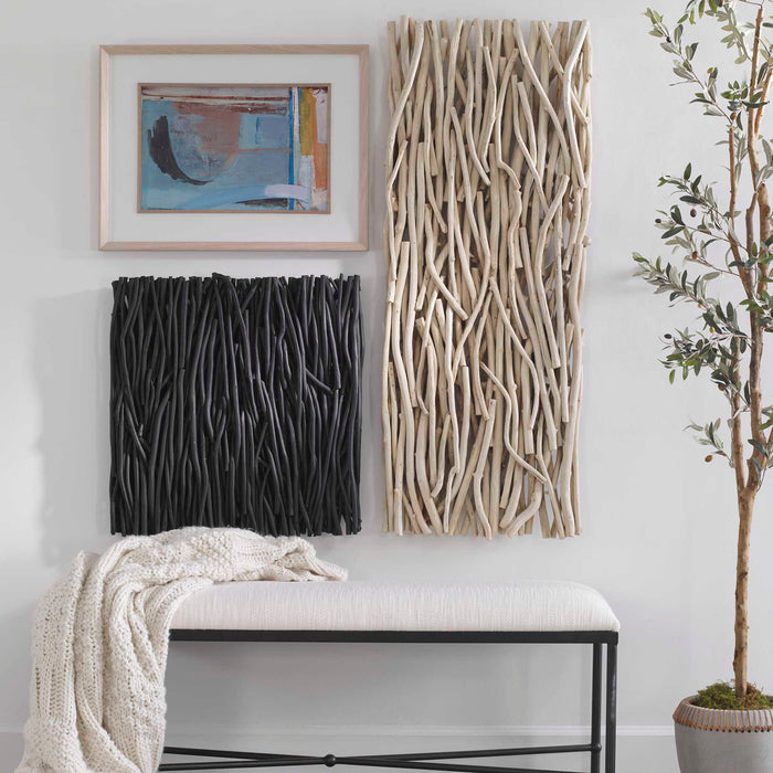 Gathered Teak Wall Decor Black-Mirrors/Pictures-Uttermost-Lighting Design Store