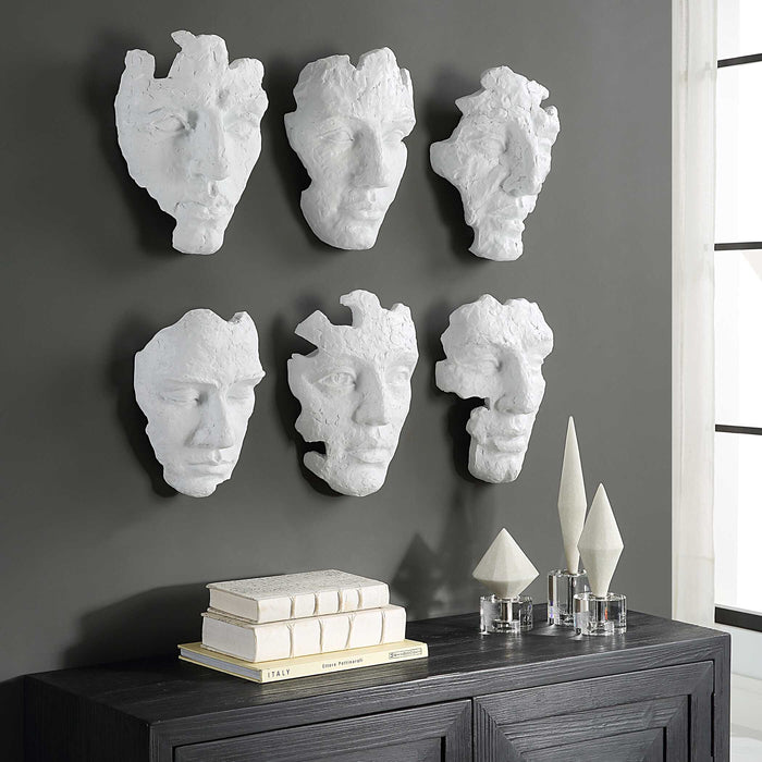 Self-Portrait Wall Decor, Set/6 Matte White-Mirrors/Pictures-Uttermost-Lighting Design Store