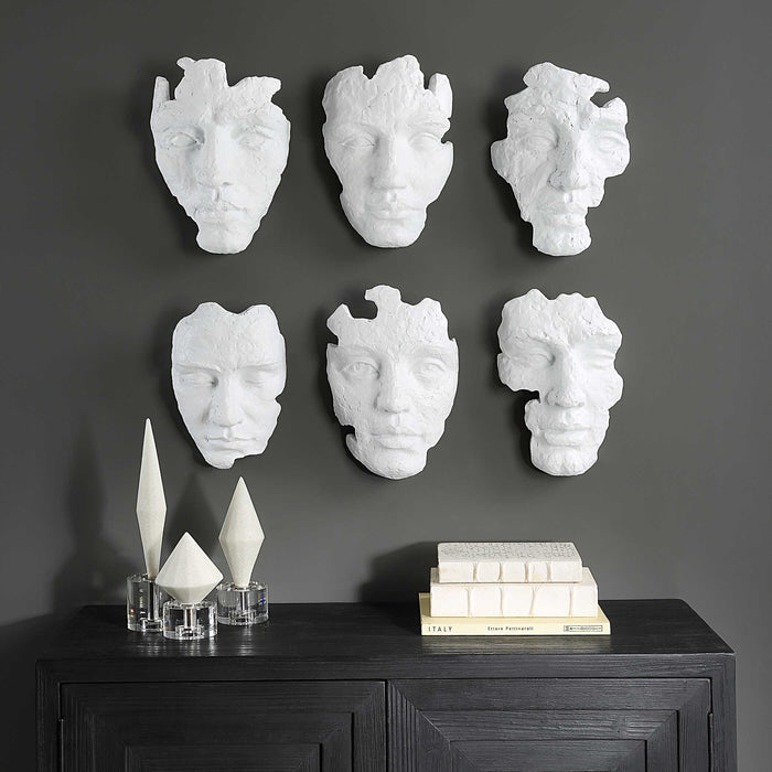 Self-Portrait Wall Decor, Set/6 Matte White-Mirrors/Pictures-Uttermost-Lighting Design Store