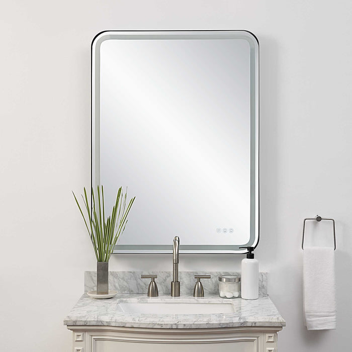 Crofton Mirror Satin Black-Mirrors/Pictures-Uttermost-Lighting Design Store