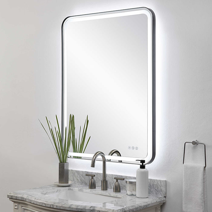Crofton Mirror Satin Black-Mirrors/Pictures-Uttermost-Lighting Design Store