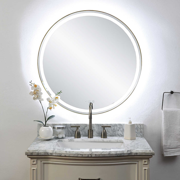 Crofton Mirror Brushed Brass-Mirrors/Pictures-Uttermost-Lighting Design Store