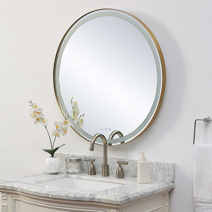 Crofton Mirror Brushed Brass-Mirrors/Pictures-Uttermost-Lighting Design Store