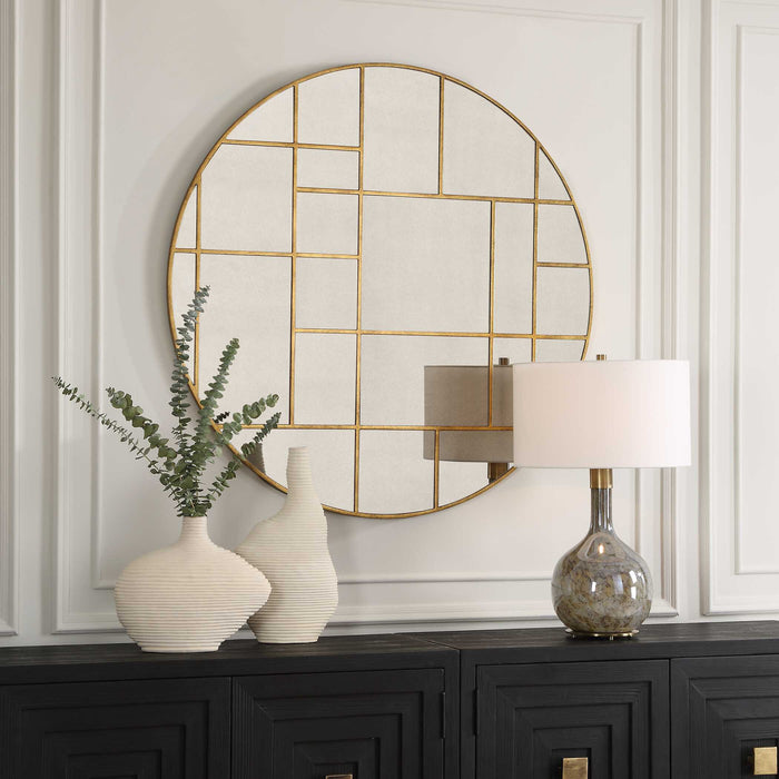 Geometric Mirror Antiqued Gold Leaf-Mirrors/Pictures-Uttermost-Lighting Design Store