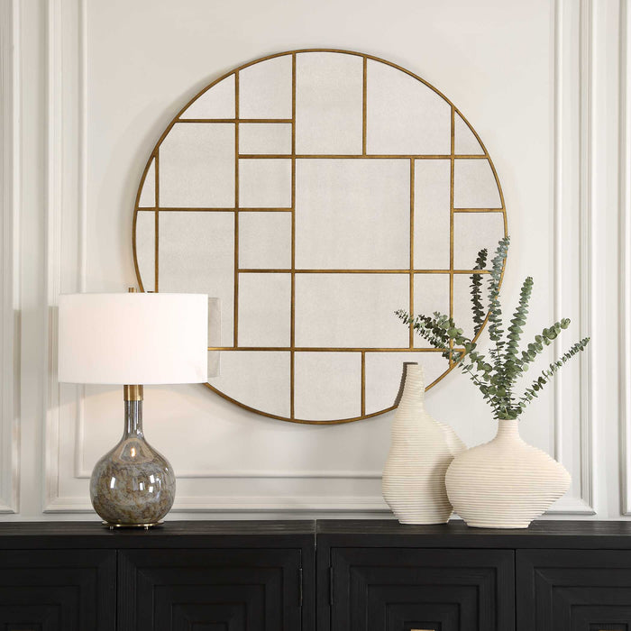 Geometric Mirror Antiqued Gold Leaf-Mirrors/Pictures-Uttermost-Lighting Design Store