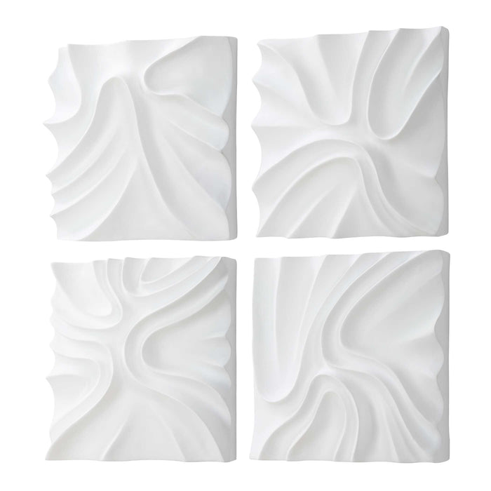 Snowdrift Wall Decor, S/4 White-Mirrors/Pictures-Uttermost-Lighting Design Store