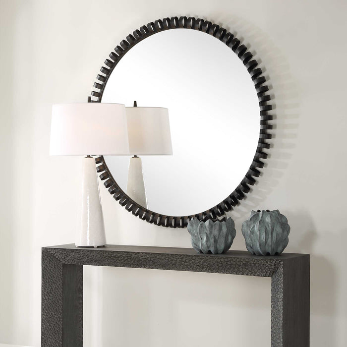 Corona Mirror Satin Black-Mirrors/Pictures-Uttermost-Lighting Design Store