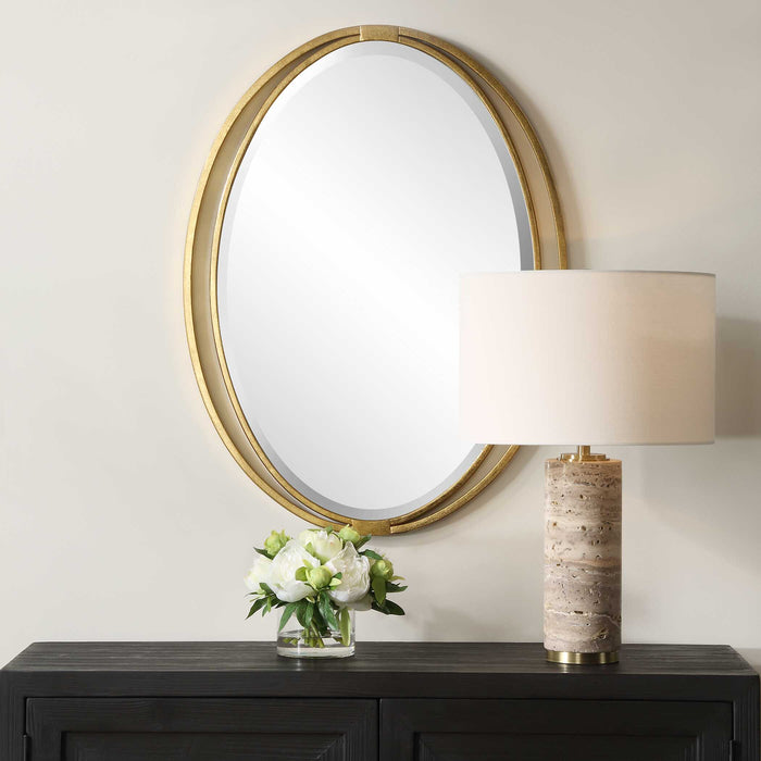 Rhodes Mirror Antiqued Gold Leaf-Mirrors/Pictures-Uttermost-Lighting Design Store