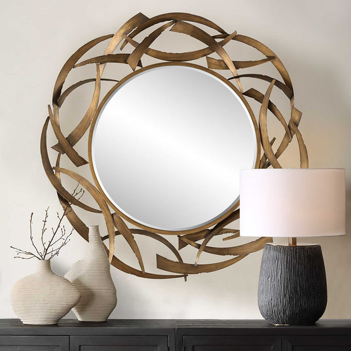 Cutting Edge Mirror Antiqued Golden Bronze-Mirrors/Pictures-Uttermost-Lighting Design Store