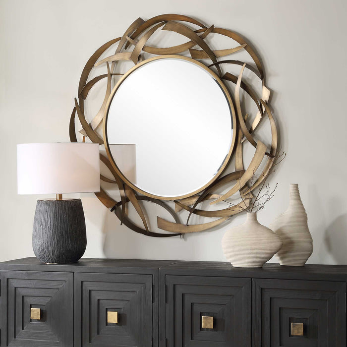 Cutting Edge Mirror Antiqued Golden Bronze-Mirrors/Pictures-Uttermost-Lighting Design Store