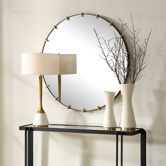 Pali Mirror Antiqued Brushed Gold-Mirrors/Pictures-Uttermost-Lighting Design Store
