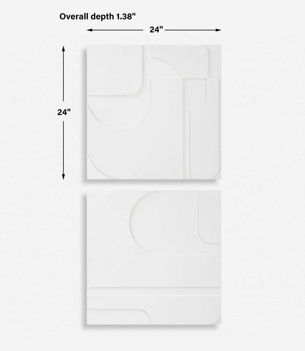 Contours Wall Decor, S/2 Solid White-Mirrors/Pictures-Uttermost-Lighting Design Store