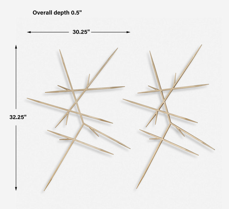 Fireworks Wall Decor, S/2 Clean Silver Leaf-Mirrors/Pictures-Uttermost-Lighting Design Store