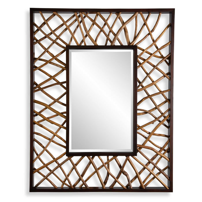 Teak Maze Mirror Solid Mahogany Wood-Mirrors/Pictures-Uttermost-Lighting Design Store