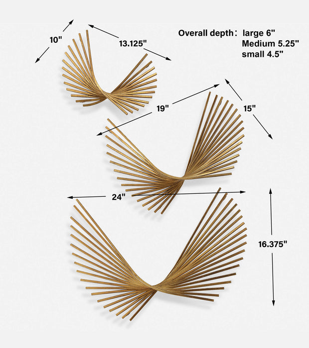 Coreograph Wall Decor Set/3 Antique Gold Leaf-Mirrors/Pictures-Uttermost-Lighting Design Store