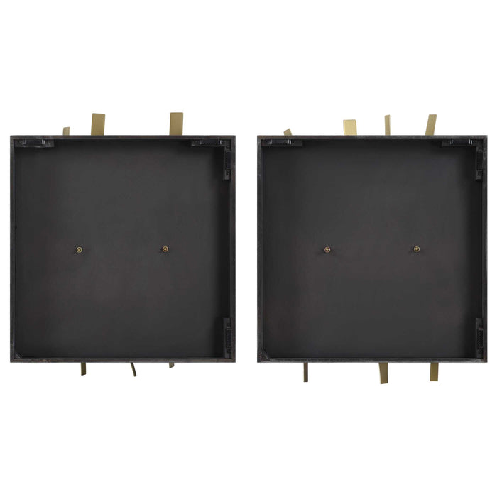 Crosshatch Wall Decor Set/2 Antique Gold-Mirrors/Pictures-Uttermost-Lighting Design Store