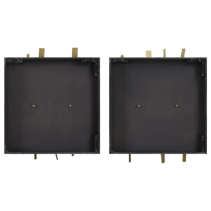 Crosshatch Wall Decor Set/2 Antique Gold-Mirrors/Pictures-Uttermost-Lighting Design Store