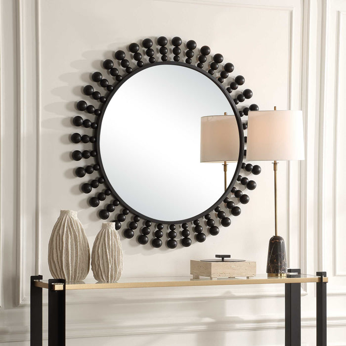 Aziel Mirror Satin Black-Mirrors-Uttermost-Lighting Design Store