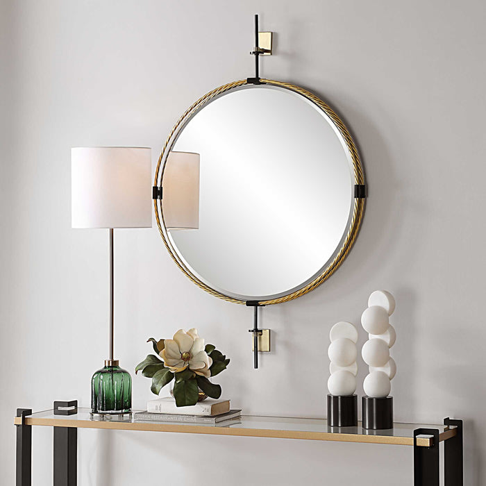 Guardrail Mirror Antique Brass-Mirrors/Pictures-Uttermost-Lighting Design Store