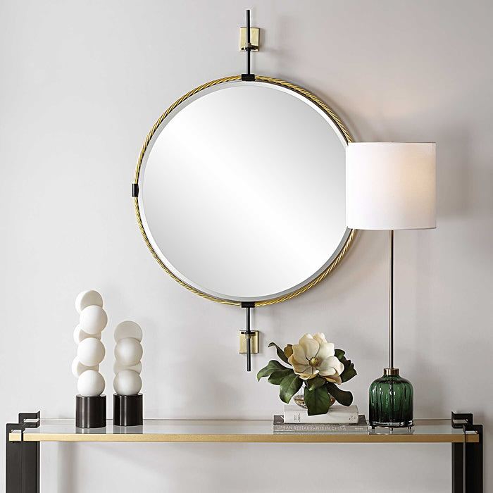 Guardrail Mirror Antique Brass-Mirrors/Pictures-Uttermost-Lighting Design Store