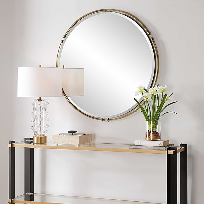 Wesley Mirror Antique Brass-Mirrors/Pictures-Uttermost-Lighting Design Store