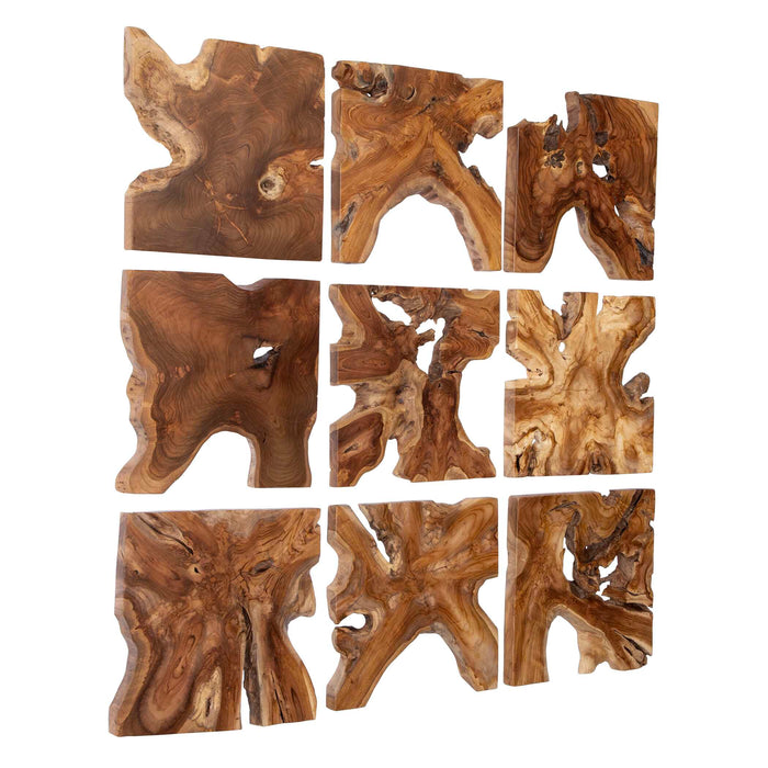 Talia Wall Decor Set/9 Natural Teak Wood-Mirrors/Pictures-Uttermost-Lighting Design Store