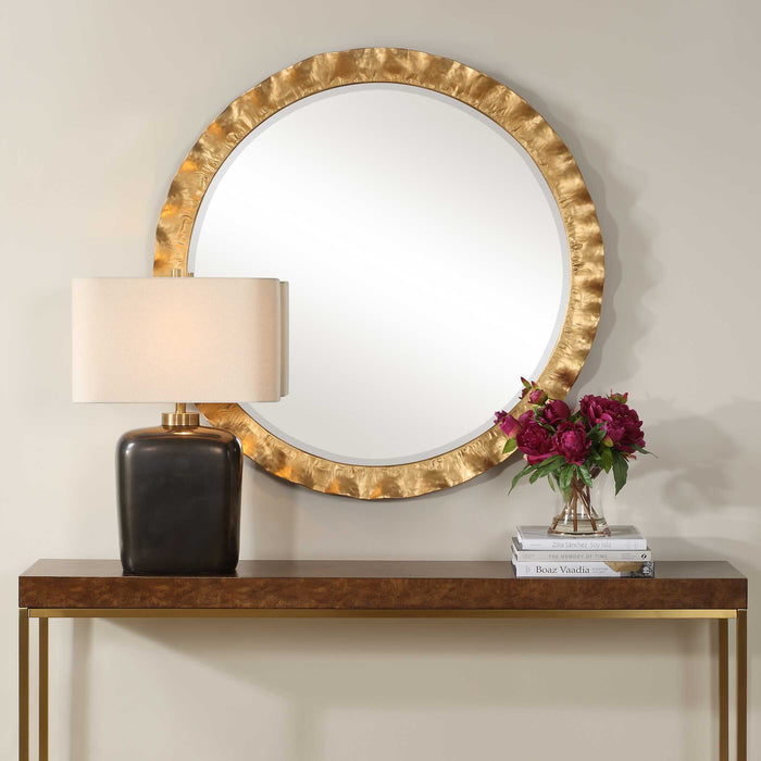 Haya Mirror Antiqued Gold Leaf-Mirrors-Uttermost-Lighting Design Store