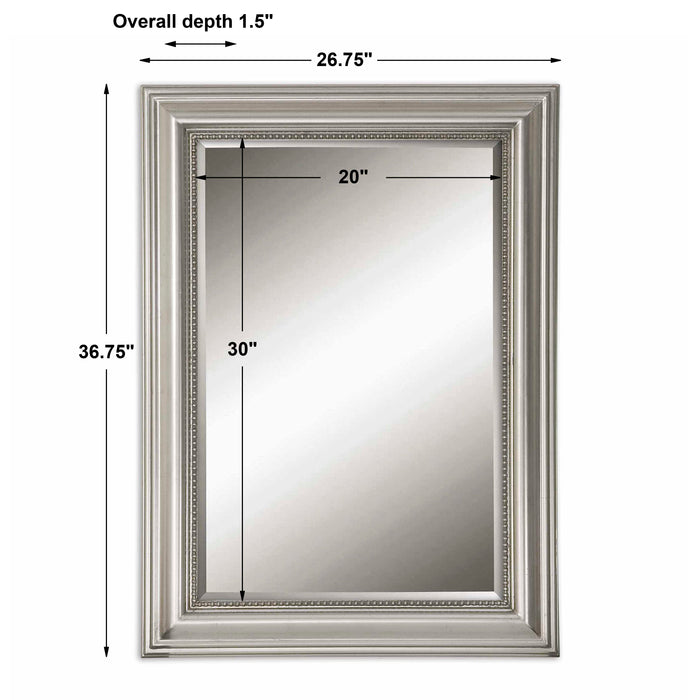 Stuart Silver Mirror Metallic Silver Leaf w/Light Gray Glaze-Mirrors/Pictures-Uttermost-Lighting Design Store