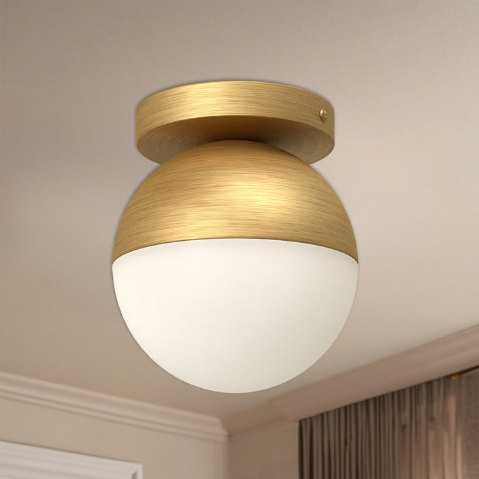 Monae One Light Flush Mount Brushed Gold/Opal Glass-Flush Mounts-Kuzco Lighting-Lighting Design Store