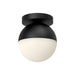 Monae One Light Flush Mount Black/Opal Glass-Flush Mounts-Kuzco Lighting-Lighting Design Store